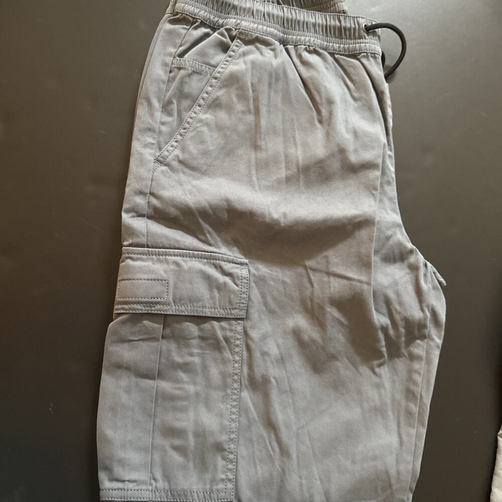 PacSun Men's Drawstring Waist Straight Cargo Pants Grey Medium